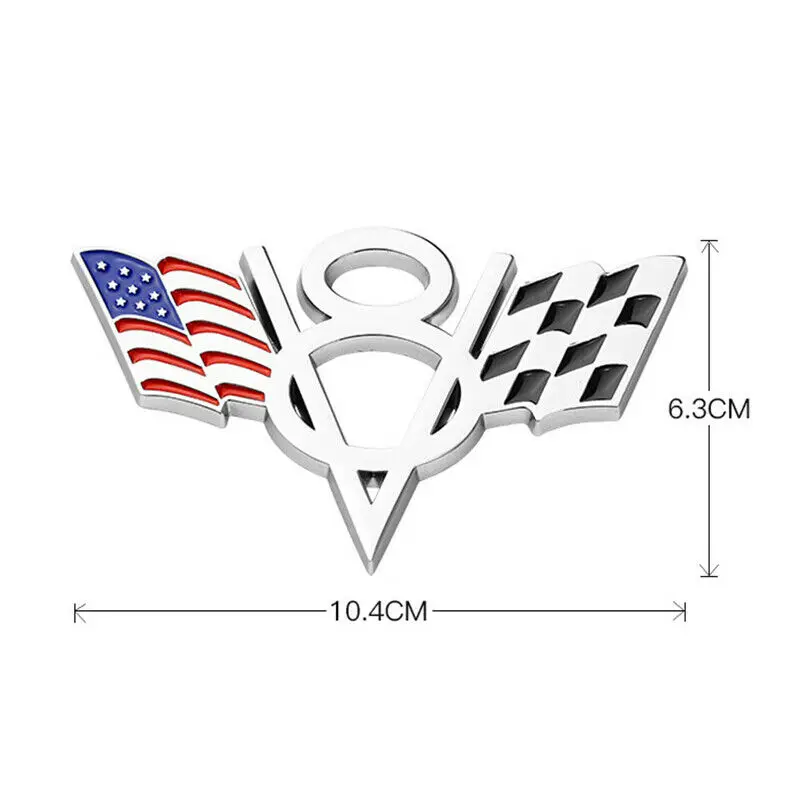 V8 US UK Germany & Racing Flag Car Fender Emblem Badge Decal Sticker for  Corvette C6 C7 Camaro Assessoires