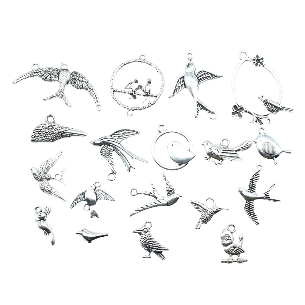 10pcs Bird Charms Antique Silver Color Bird Charms Pendants For Bracelets Flying Bird Charms Making Jewelry