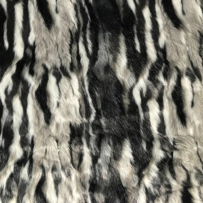 160*100cm jacquard white black faux plush fur fabric for patchwork coat pillow case vest Fur collar long plush fur tissu telas