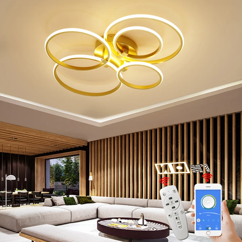 Escurecimento ouro moderno led luzes de teto para sala estar quarto luzes led para sala iluminação interior conduziu a lâmpada do teto AC90-260V