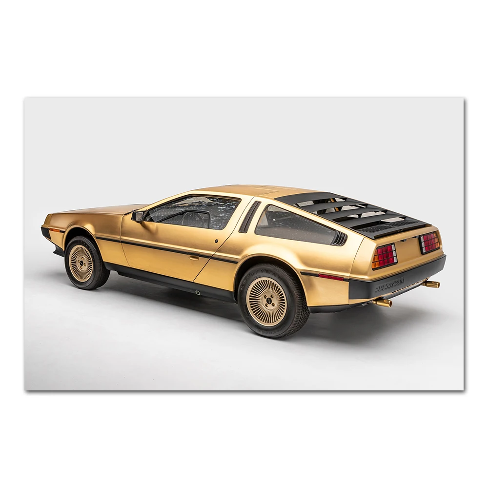 1981 DeLorean DMC-12 Goldplated Car Poster Canvas Cloth Fabric Print Painting for Home Decor Wall Art Picture