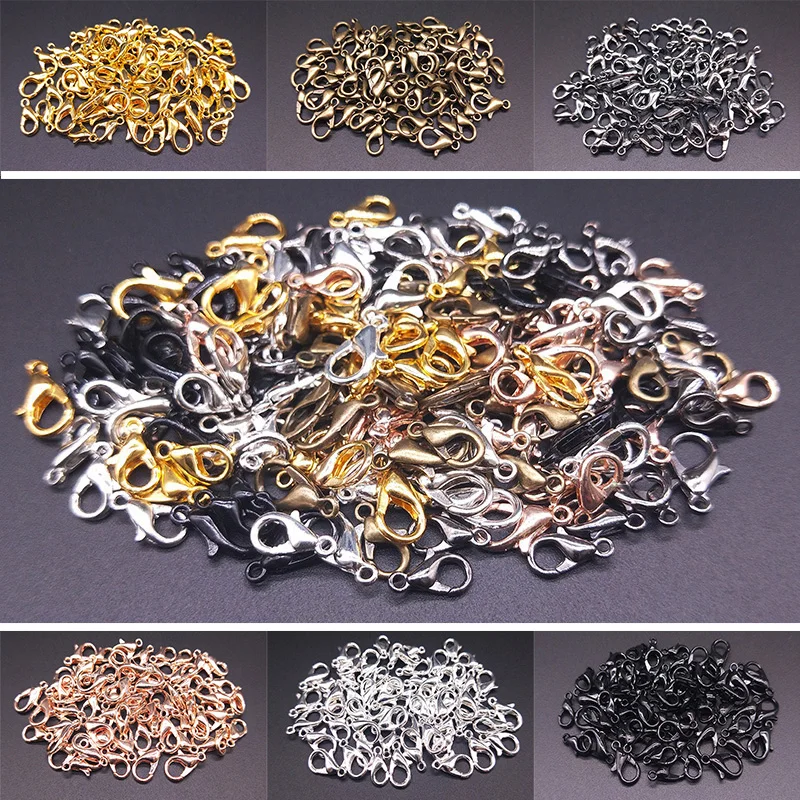 10mm 30pcs Alloy Lobster Clasps Hooks DIY Jewelry Accessories Necklace Bracelet Clasp Hook Making Jewelry Findings Components