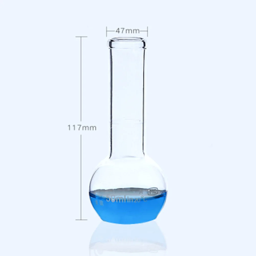 

50ml Steel Measuring Bottle Volumetric flask High Borosilicate Glass Lab Chemistry Clear Glassware Supply