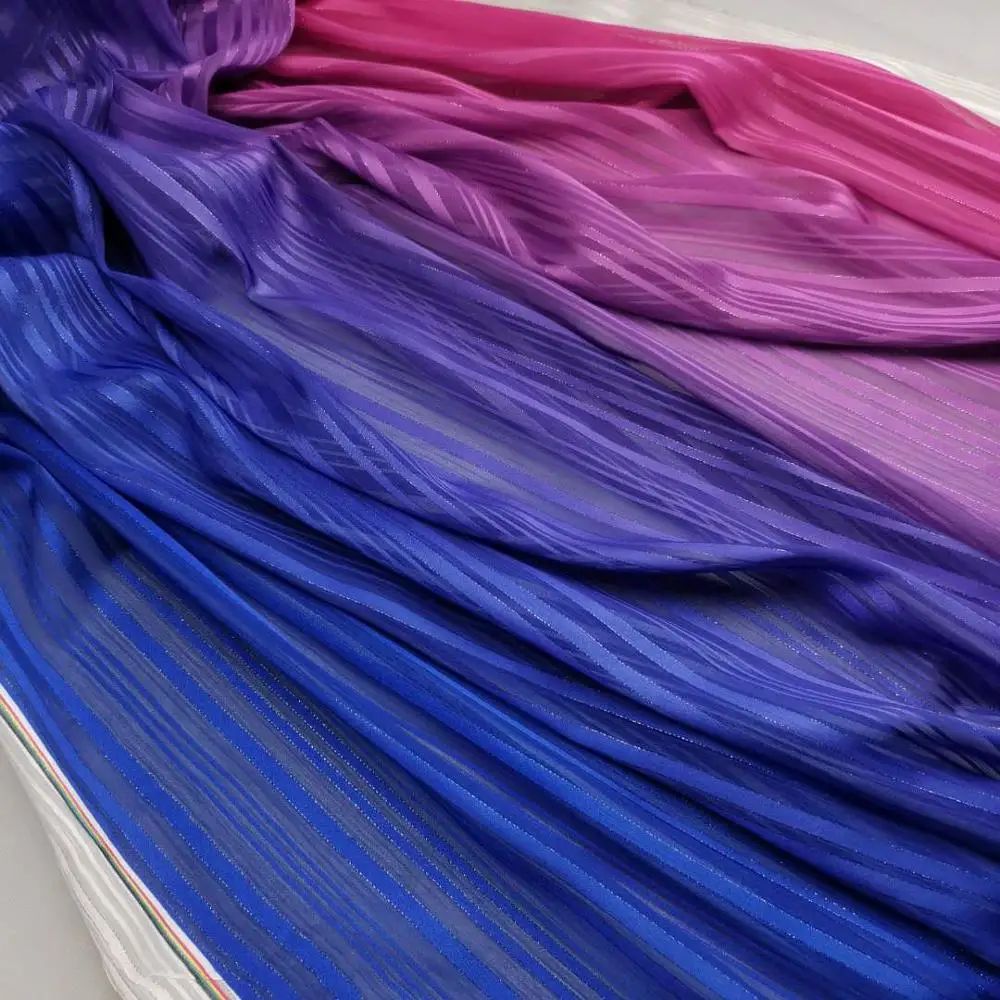 Ombre Dancing Dress Cosplay Fabric Gradient Metallic Chiffon Scarf Dropping Glossy DIY Sewing