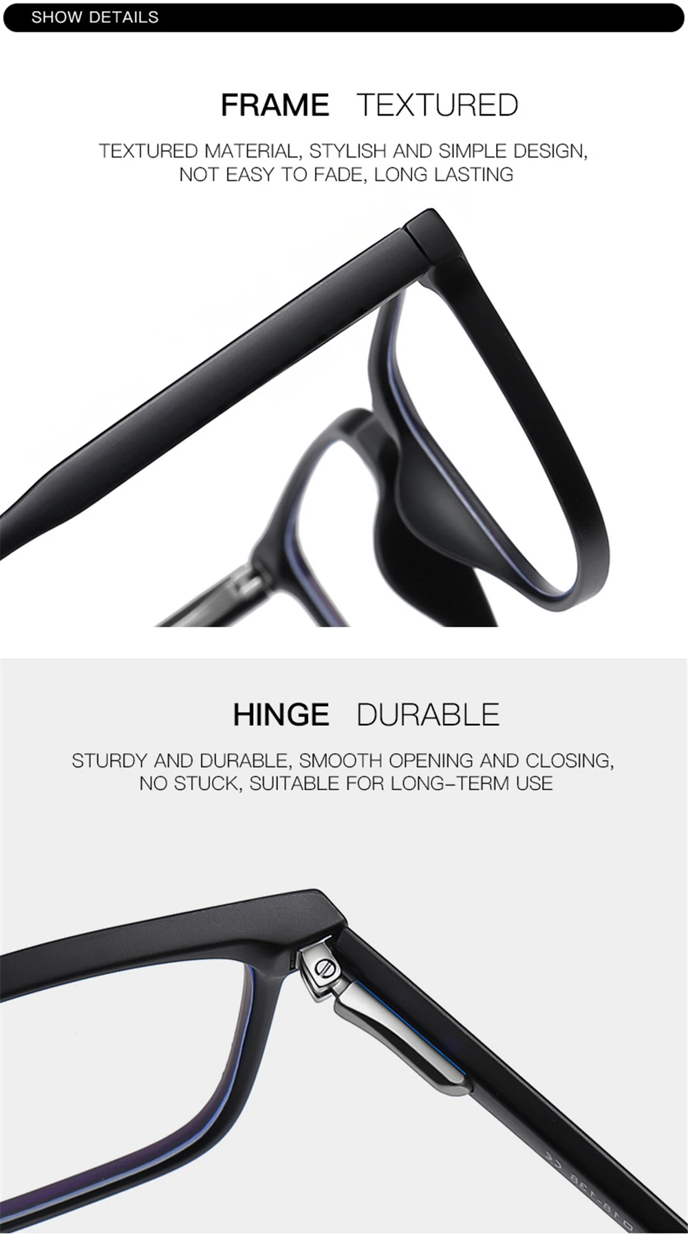 VIVIBEE Klassische quadratische Blaulicht-blockierende Herrenbrille, Computer-Gaming-Brille, TR90, schwarz, Anti-Ray-Brille, besserer Schlaf, klare Brille – Detail 22