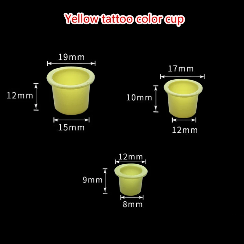 100PCS 500PCS Plastic Yellow  Large Medium SmaL Tattoos Color Cup Accessories Number Permanent Makeup Tattoo Ink Cups Pigment