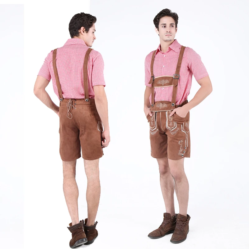 Nieuwe Mannen Carnaval Oktoberfest Kostuum Beierse Overhemd Kunstleer Clubs Barman Cosplay Fancy Party Dress