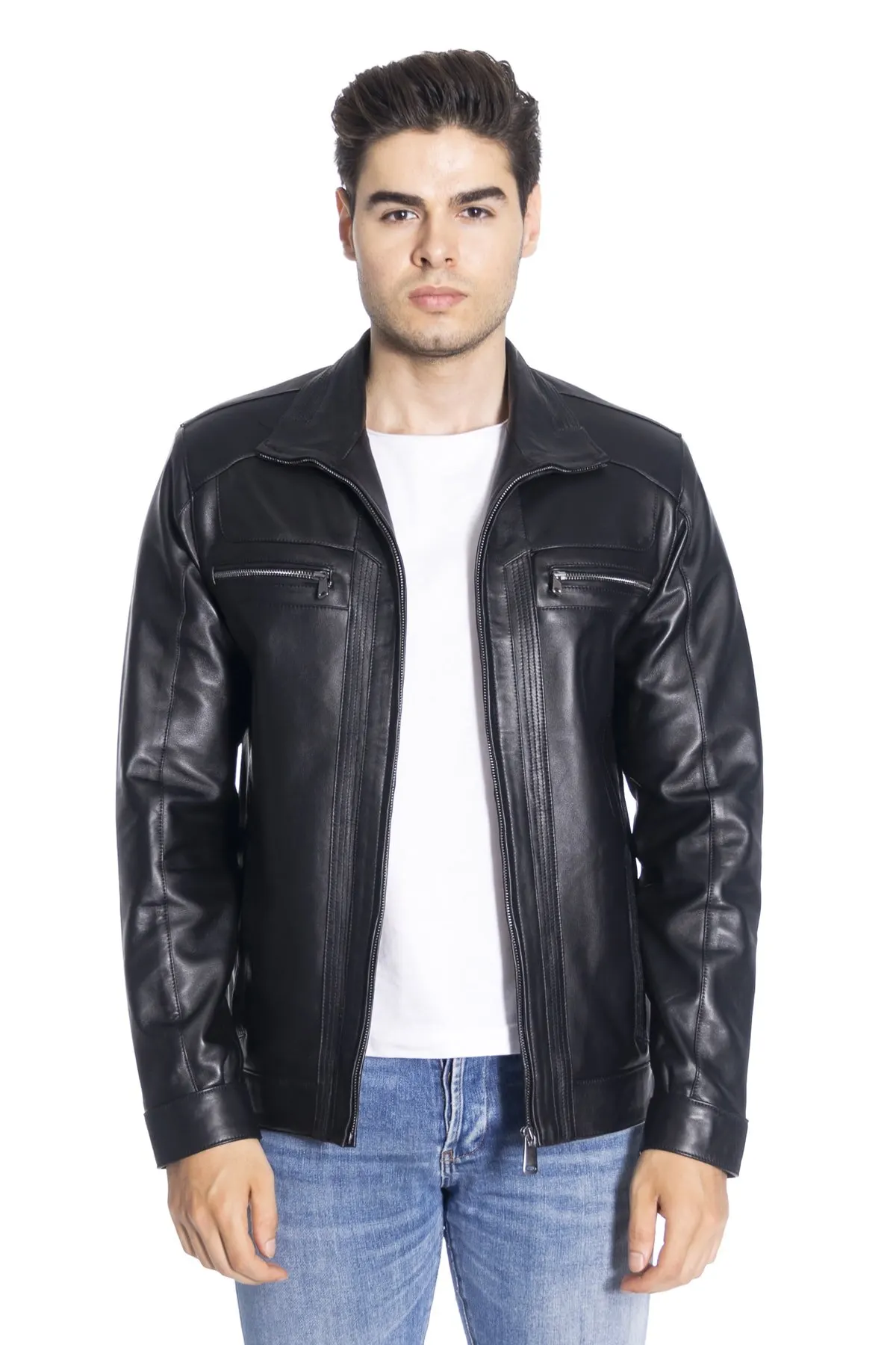 Black genuine genuine leather coat men's sports jacket Autumn Spring season wear completely handmade products Turkey