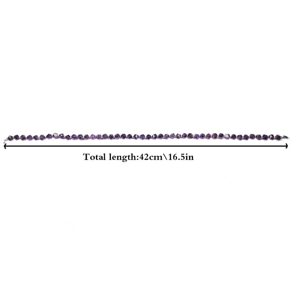 Natural Faceted Amethyst Gem Stone Necklace 925 Sterling Silver 16.5\