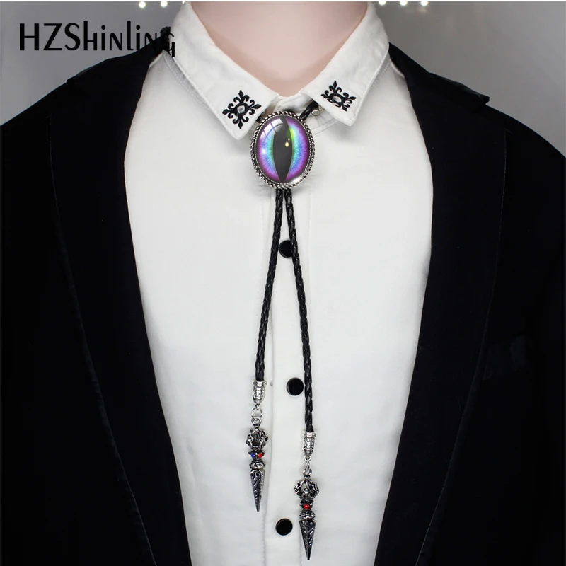 2021 New Style Bolo Tie Dragon Eyes Pattern  Glass Cabochon Handmade Bolo Tie Jewelry Shirt Ties Adjustable Neck ties