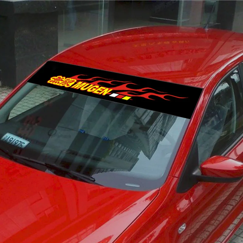 Reflective MUGEN Front Windshield Decal Vinyl Car Sticker Auto Window Exterior Emblem DIY Decoration Car Styling