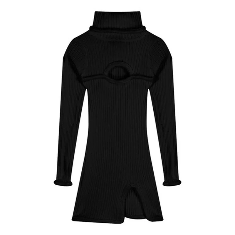 Mini Robe Pull D'Hiver En Tricot à Col Roulé Chaud Avec Poche Pour Homme