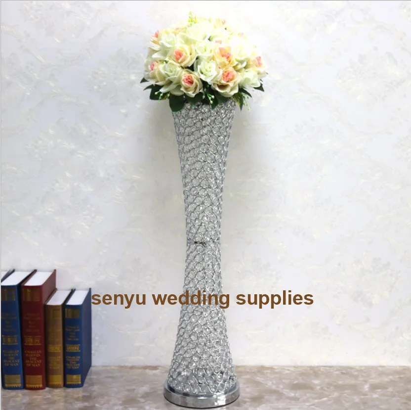 

Tall new style wedding walkway pillar glass candle holder wedding stage decoration crystal metal stand