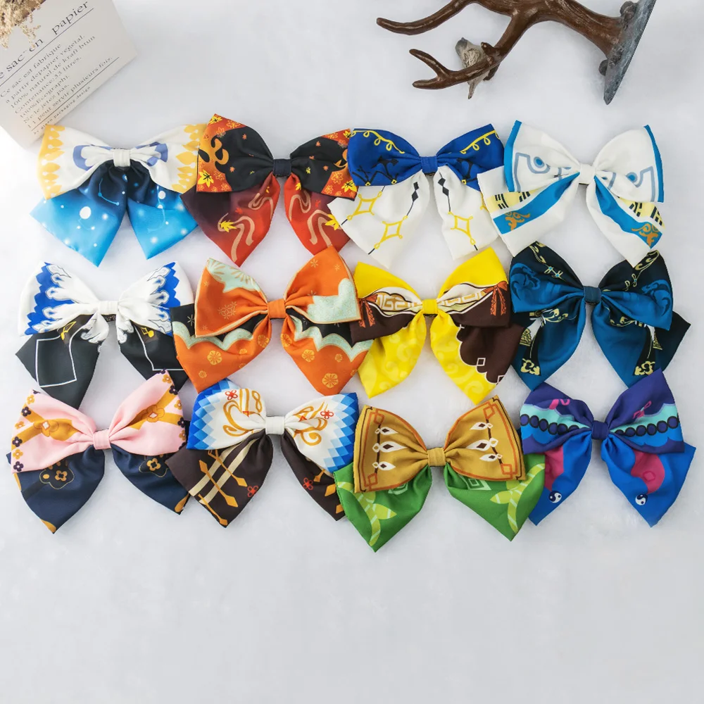 New Impact Cosplay Bowknot Hair Ring Clip Ganyu Baal Kazuha Yoimiya Albedo Ayaka Eula Xingqiu Fashion Accessories Gifts