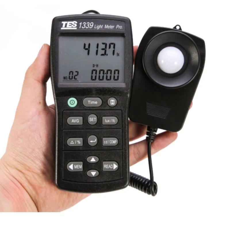 TES-1339 ضوء متر قياس مستويات تتراوح 0.01 إلى 999900 لوكس مضيئة كثافة قياس