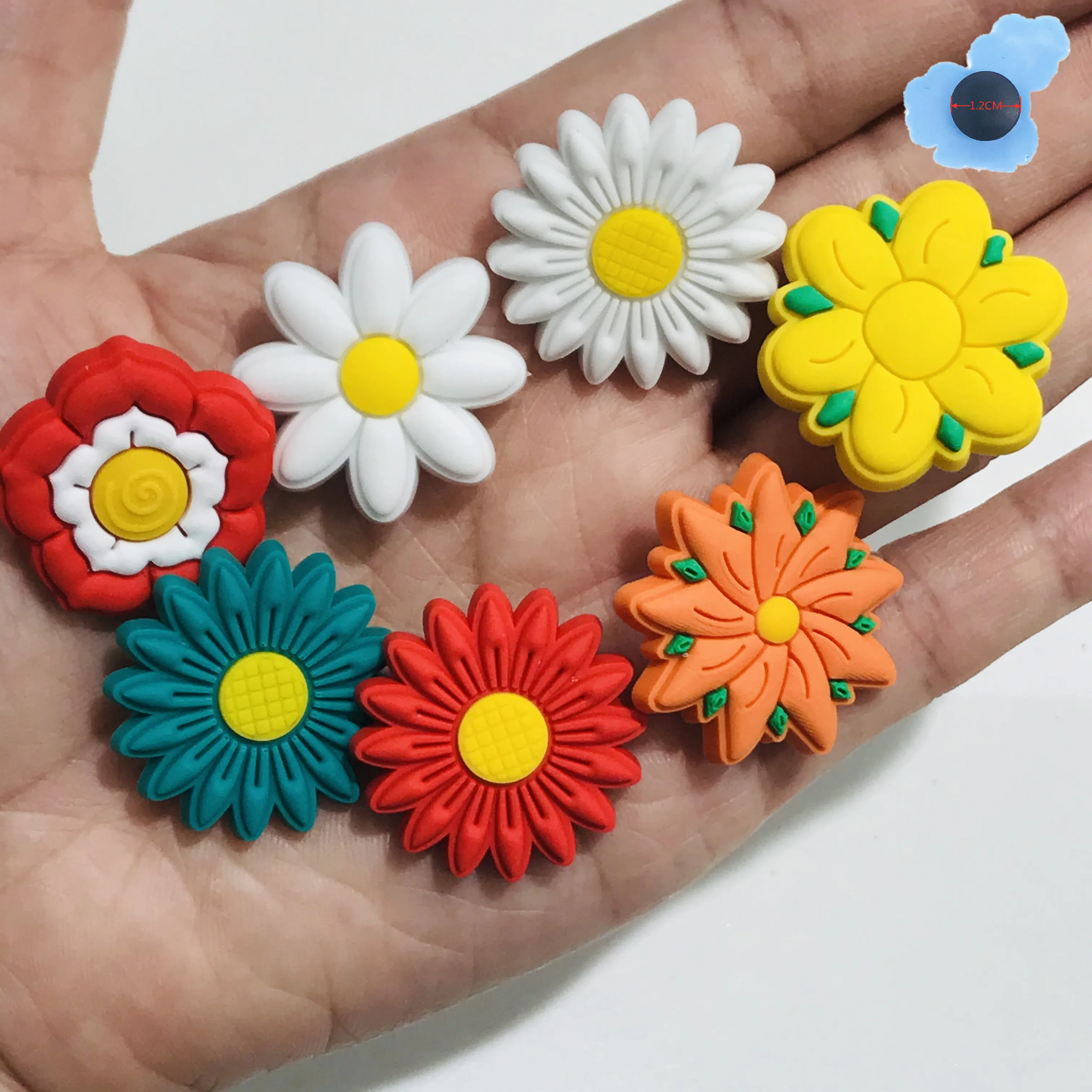 1Pcs Colorful Sunflower Lovely Flowers PVC Shoe Charms Accessories Decoration Fit Bracelets  Shoes  for Girls Kids Gift