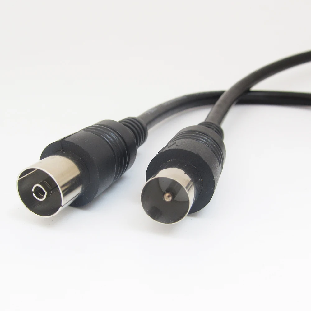 1pc 20cm 75Ω PAL TV Aerial TV Male to Female M/F Coaxial Cable Nickel Black