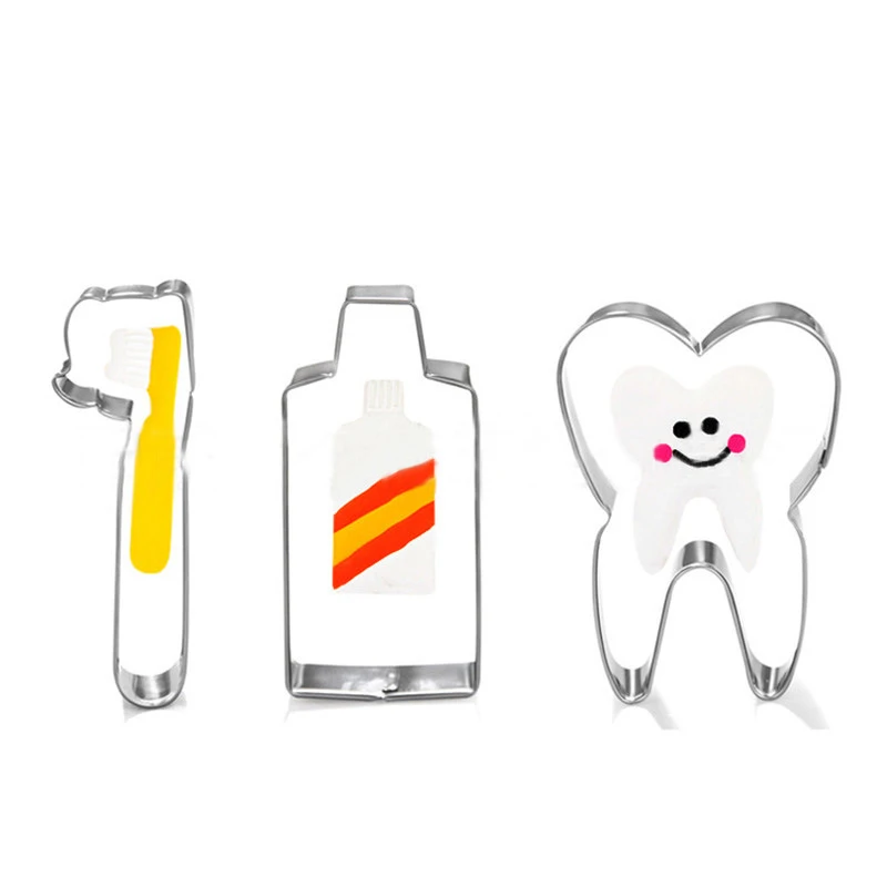 

Toothpaste Toothbrush Metal Cookie Cutters Cookware Baking Biscuit Bread Mold Fondant Cake Decorating Tools Cupcake Topper