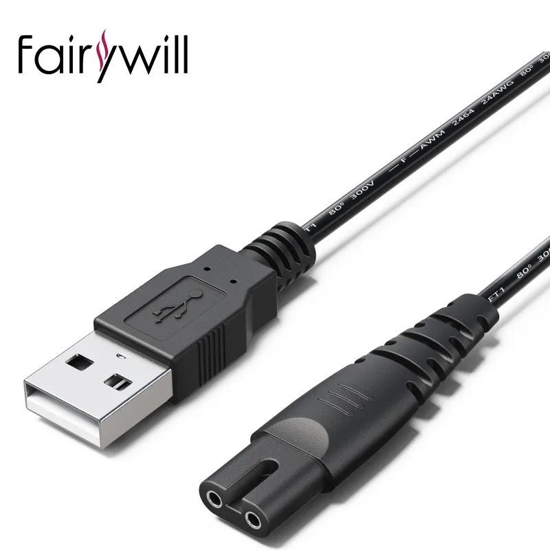Kabel USB Charger untuk Fairywill Sonic Sikat Gigi Listrik Hitam untuk Sikat Gigi Model FWP11, FW507, FW508, FW917
