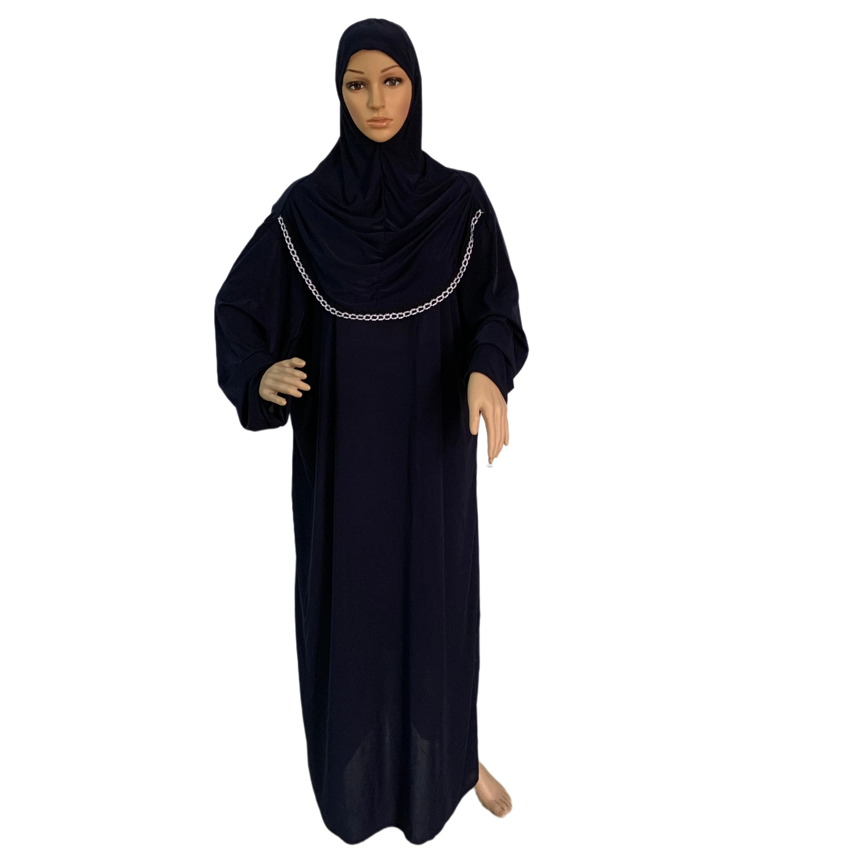 H118 Free size muslim dress with attached hijab pray khimar kaftan  burqa abaya robe hijab middle east clothing