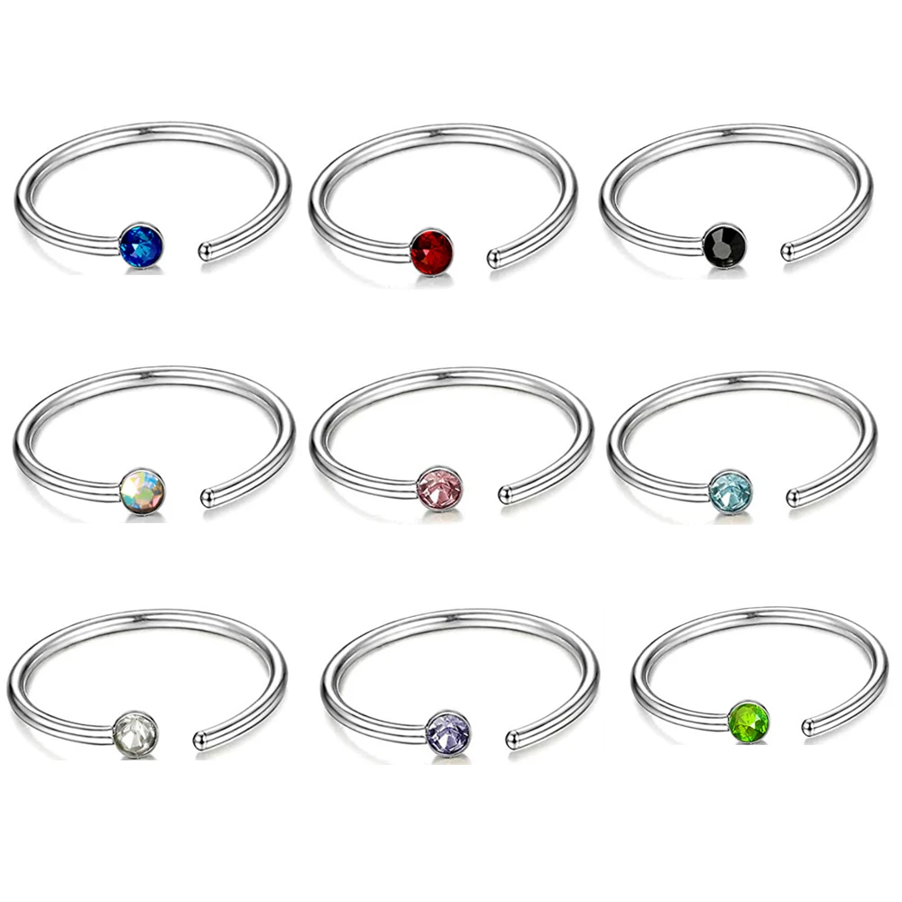 20g Stainless Steel Cz Cartilage Hoop Earring Hinged Segment Clicker Ring Nose Septum Jewelry Helix Daith Piercing Earrings