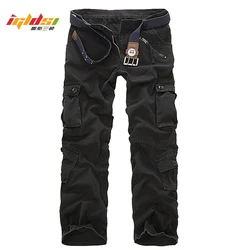 New 2024 Men's Cargo Pants Straight Long Trousers Men Casual Cotton Camouflage Multi-Pocket Pants Washed Trouers