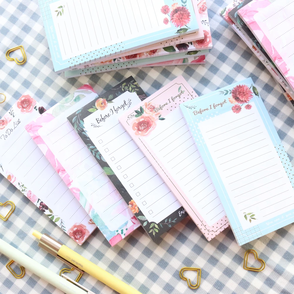 Domikee New cute Korean flower sereise fridge magnetic memo pad candy office school sticky planner note pad stationery supplies