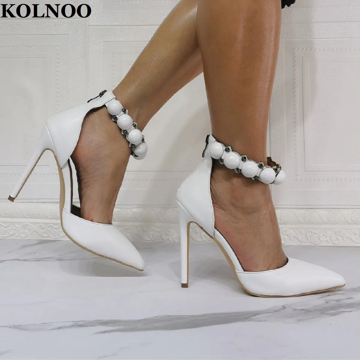 

Kolnoo Hot Sale Womens High Heels Pumps D'Orsay Style Sexy Pointy Real Photos Fashion Court Shoes For Party Prom Evening Clubs