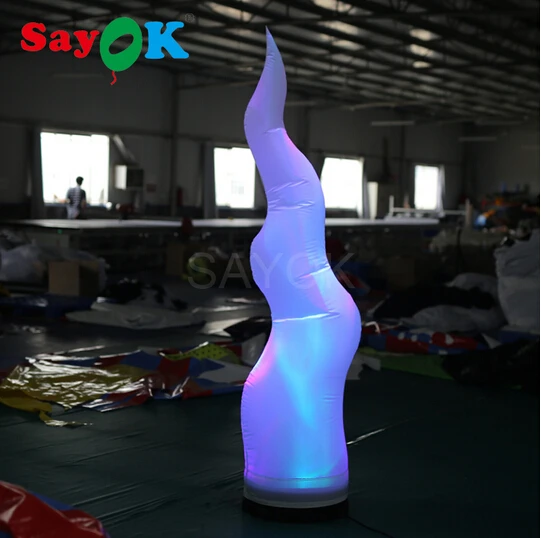 2m/2.5m/3m Led Inflatable Crooked Cone Inflatable Pillar Inflatable Tusk Decoration with 16 Colors-Changing bulbs for Events