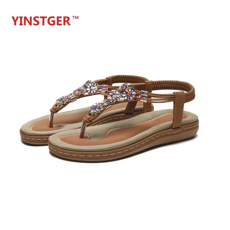 

YINSTGER Women Flip-Flops slipper Casual Summer sandal lady Fashion Rubber sole breathable print Platform shoes