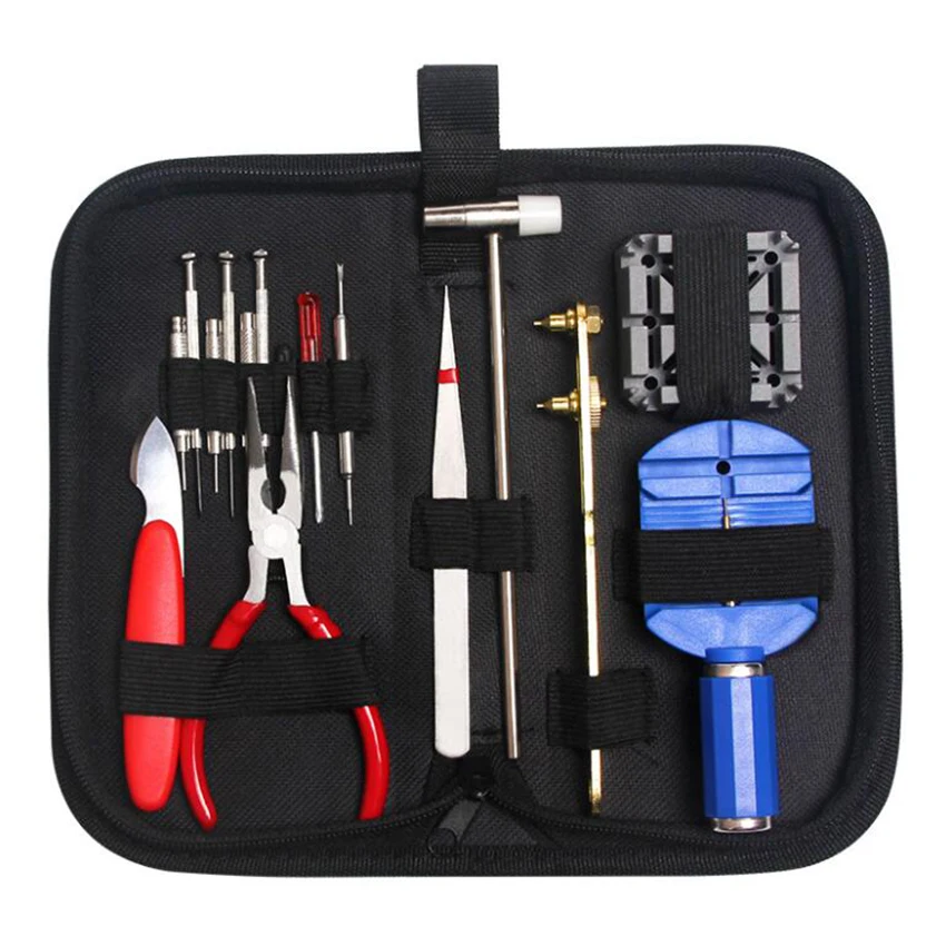 16 pz/set strumento di smontaggio dell'orologio sostituzione della batteria dell'orologio strumento di sostituzione della batteria per la rimozione del collegamento del cinturino con custodia per il trasporto