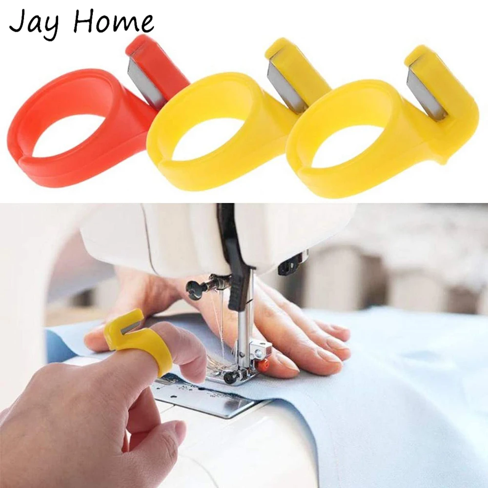 3Pcs Finger Knife Ring Plastic Quilting Thread Cutter Thimble Sewing Accessories Finger Ring with Blade Yarn Thread Cutting Tool