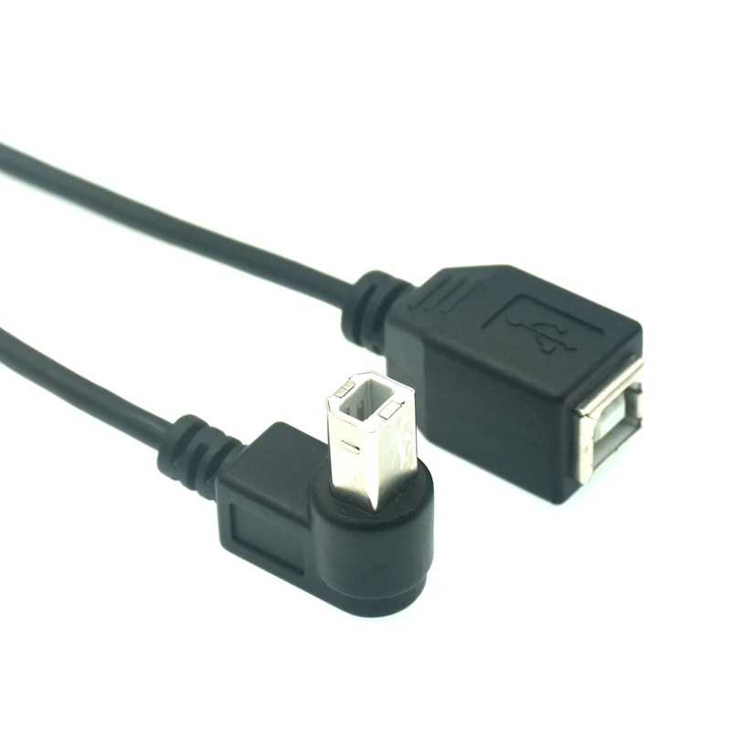 USB 2.0 B Female to Type-B Male 90 Degree Right Angle Printer Short Extension Cable 20cm for Printer Scanner Mobile HDD and More