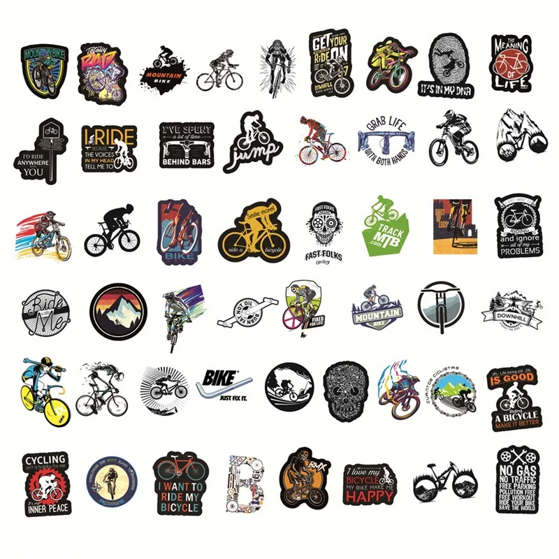 50 Pcs Mountain Bike Stickers Waterproof Outdoor MTB Bicycle Sticker Cool For DIY Laptop PC Phone Skateboard Luggage Hot Sale