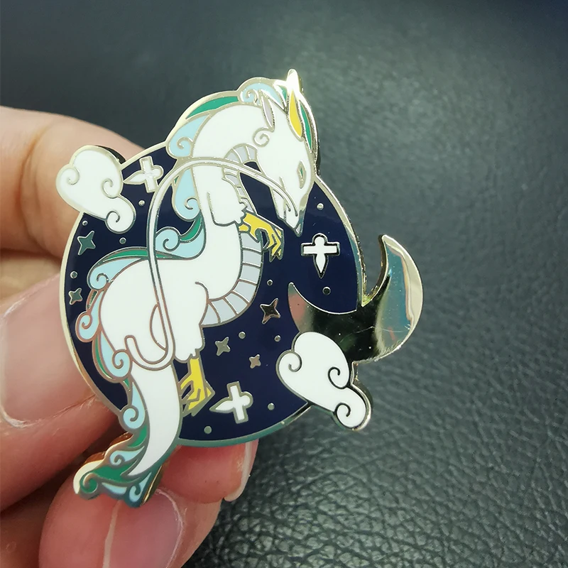 White horse in the river pin