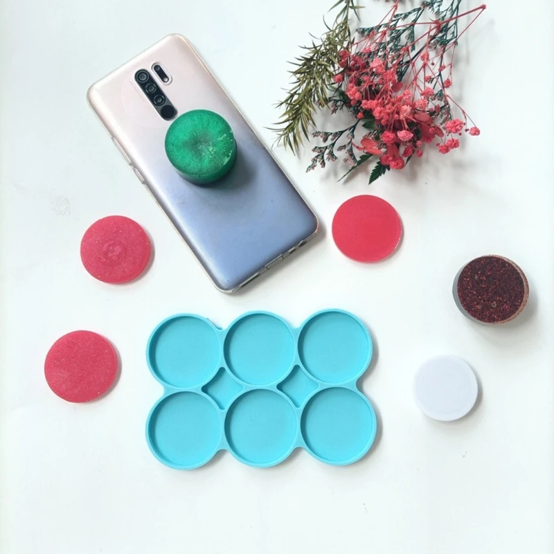 Round Coaster Resin Epoxy Silicone Molds 6-Bundle Disc Circle Tray with Hole Jewelry Casting Necklace Pendant Keychain Charms No