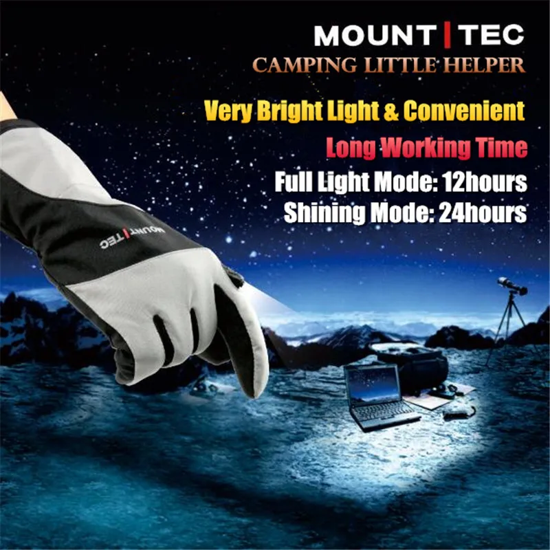 MOUNTITEC Unisex Men&Women USB LED Light Gloves Teens Boy&Girl Winter Warm Waterproof Touch Screen Ski Gloves Night Walker Glove