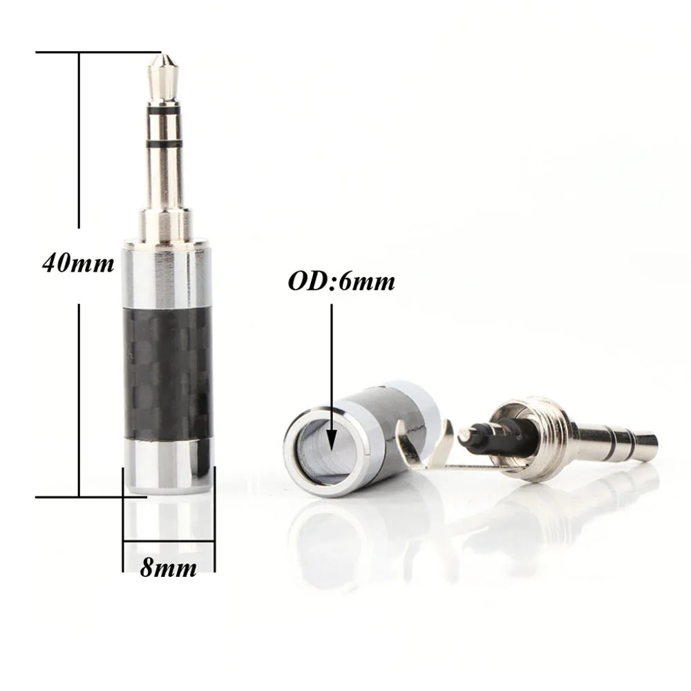 High-end HiFi Audio Headphone Cable Connector HP100 Gold/Rhodium Plated Straight 3.5mm Stereo Mini Plug with Carbon Fiber Shell