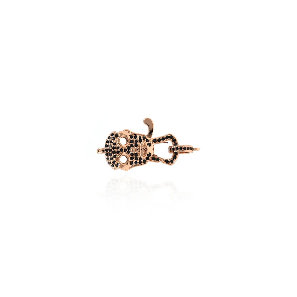 Micro-Pave Skull Lobster Clasp Hook End Connector For Necklace Bracelet Jewelry Cubic Zirconia Horror Jewelry Found