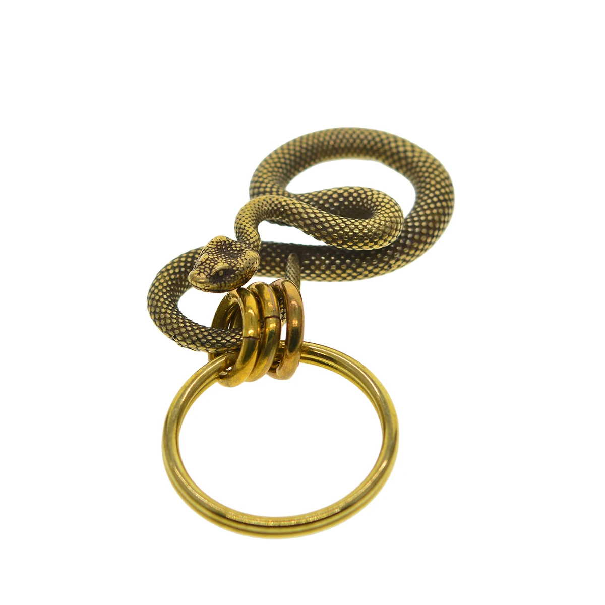 Punk Halloween super fine retro solid brass 3D cobra snake Japanese fish U hook keychains jean chains belt clip FOB EDC
