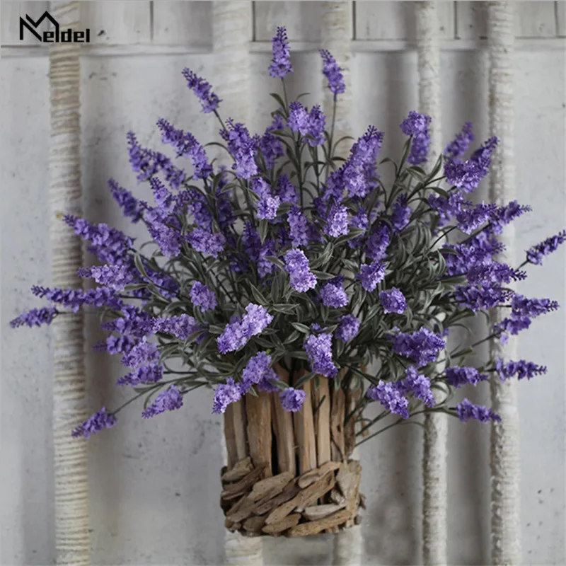 2Pcs Silk Flower Artificial Lavender Flowers Fake Bridal Flowers Bouquet Wedding Home Party Decor Purple Lavender Flowers