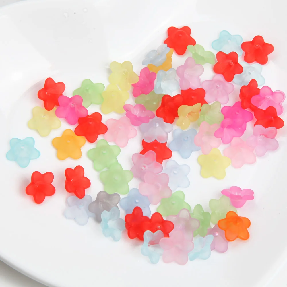 100PCS  Bud Flower Pendant Eardrop Frosted Transparent Diy Earrings Supplies Charms for Jewelry Making Acrylic Accessories