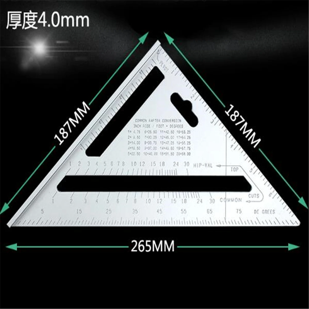 

Multifunctional triangular ruler aluminum alloy right angle high precision wide seat square ruler furniture hardware corner code