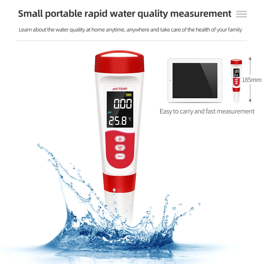 Digital PH Meter Professional คุณภาพน้ำอุณหภูมิปากกาเครื่องวัดค่าความเป็นกรด-ด่างสำหรับสระว่ายน้ำห้องปฏิบัติการ Aquarium