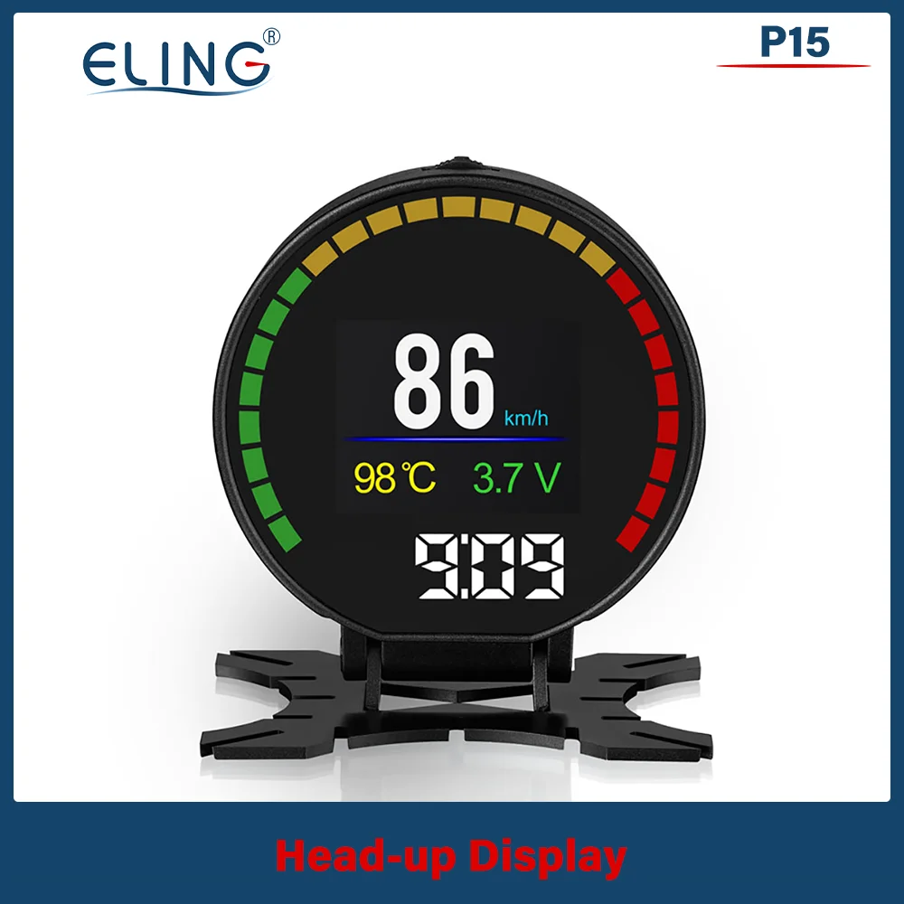 

ELING HUD OBD2 Colorful Head Up Display Speedometer Speed RPM Fuel Consumption Driving Time With Alarm Buzz Windshield Projector