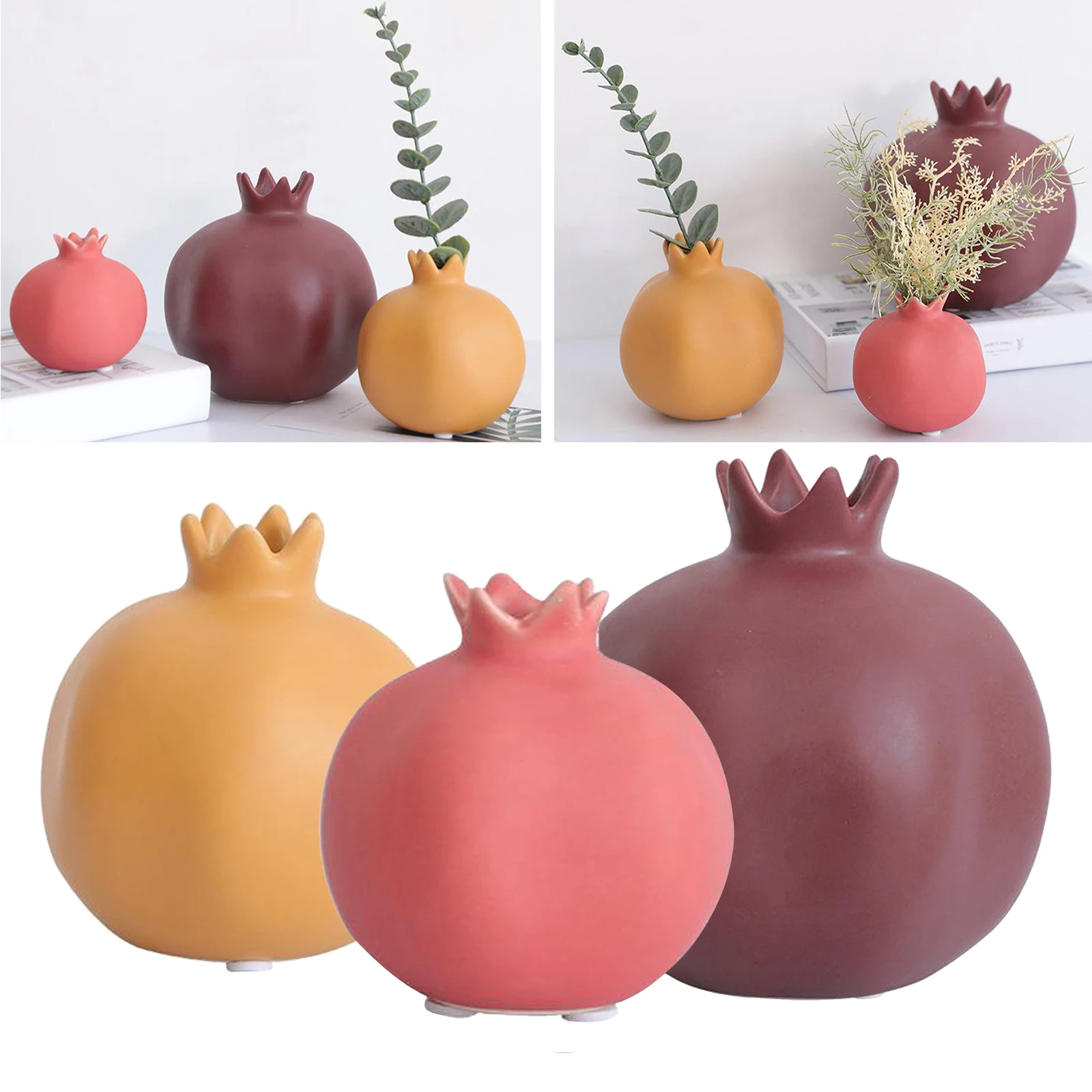 Pomegranate Vase Home Decor,Ceramic Ornament,Home Living Room Bedroom Creative