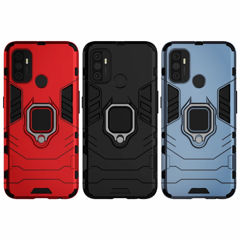 Armor Shockproof Coque For OPPO A53 A53s 2020 Case Car Magnetic Holder Protective Ring Cover on orro OPPO A53 A53s Para Funda