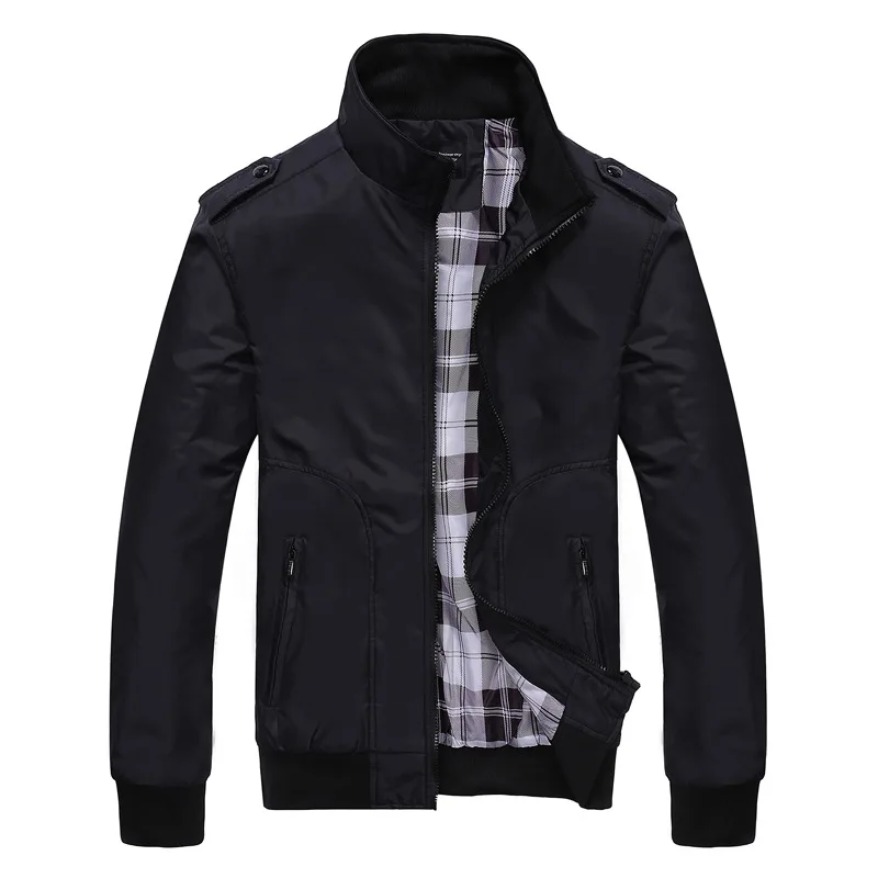 2025 Spring Autumn Men\'s Bomber Jackets Solid Coats Male Casual Stand Collar Jacket Coat Outerdoor Overcoat Men Clothing M-4Xl