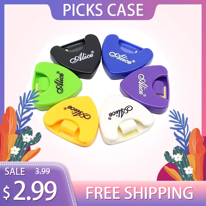 2 Pcs Alice Guitar Pick Holder Plastic Plectrum Case Mediator Quick Storage Self Adhesive Triangle Shape 6 Options for Color