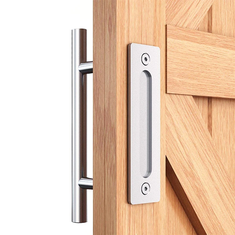 

Stainless Steel 12" Sliding Barn Door Pull Handle with Flush Hardware Set Heavy Duty Brushed Finish Anti-Rust Anti-Corrosion